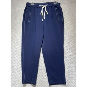 J. Crew Drapey Drawstring Pants Womens Size Large Navy Blue Elastic Waist Stitch
